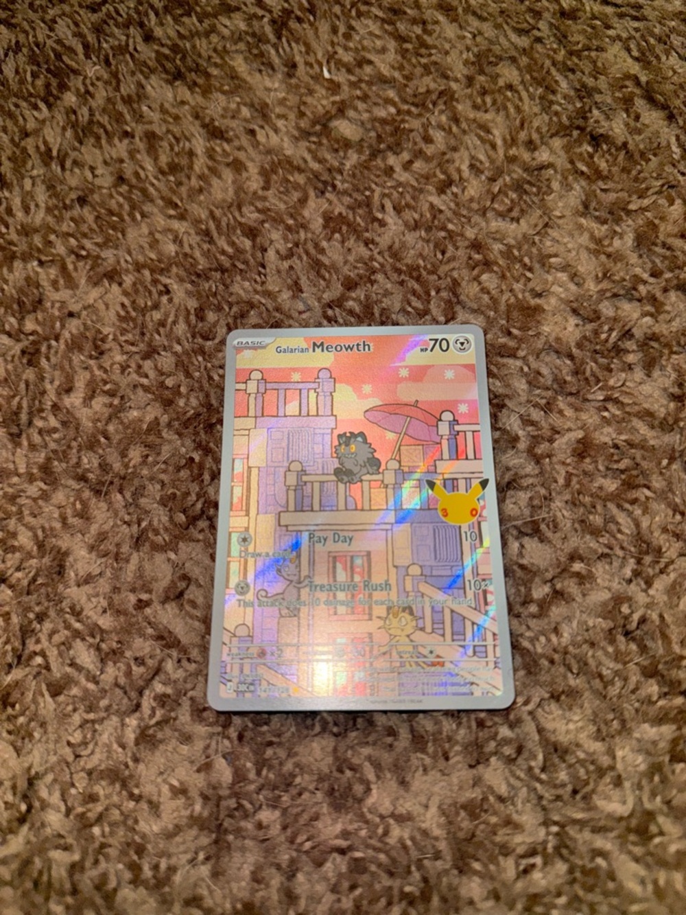 30th Celebration Galarian Meowth Card 141/128 Pokemon